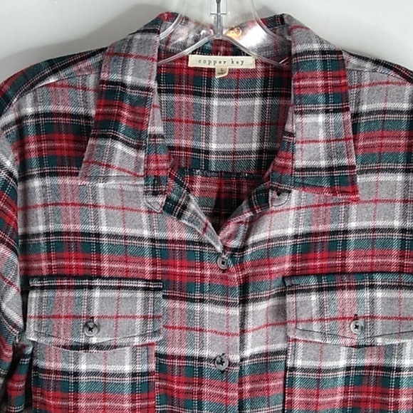 Plaid Button-Up Shirt - Red and Black - Picture 3 of 6
